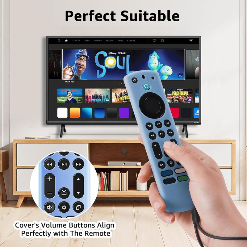 OneBom (2 Pack) Silicone TV Remote Cover, (6.2 Inch*1.5 Inch) Glow in The Dark, Anti Slip Silicone Protective Case with Lanyard(Glow Blue&Glow Pink) - Image 5